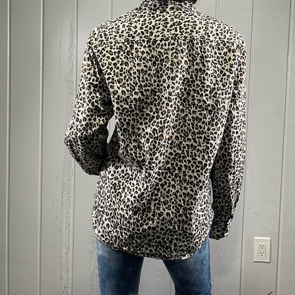 *Lars Amadeus Women's Leopard Print Button Down Shirt Sz M - Picture 10 of 12